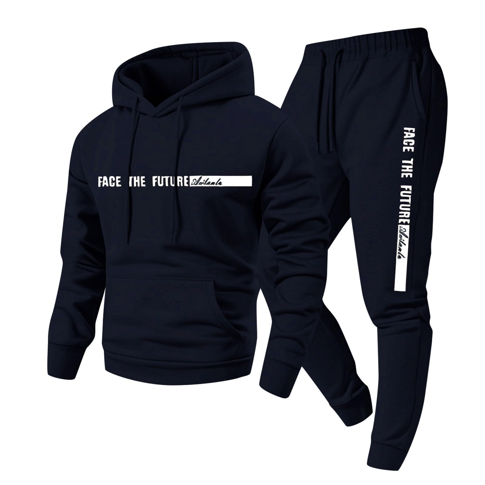 Ensemble de survêtement souple à capuche avec sweat-shirt à capuche zippé et pantalon confortable, idéal pour les tenues décontractées et sportives. Parfait pour une utilisation quotidienne ou