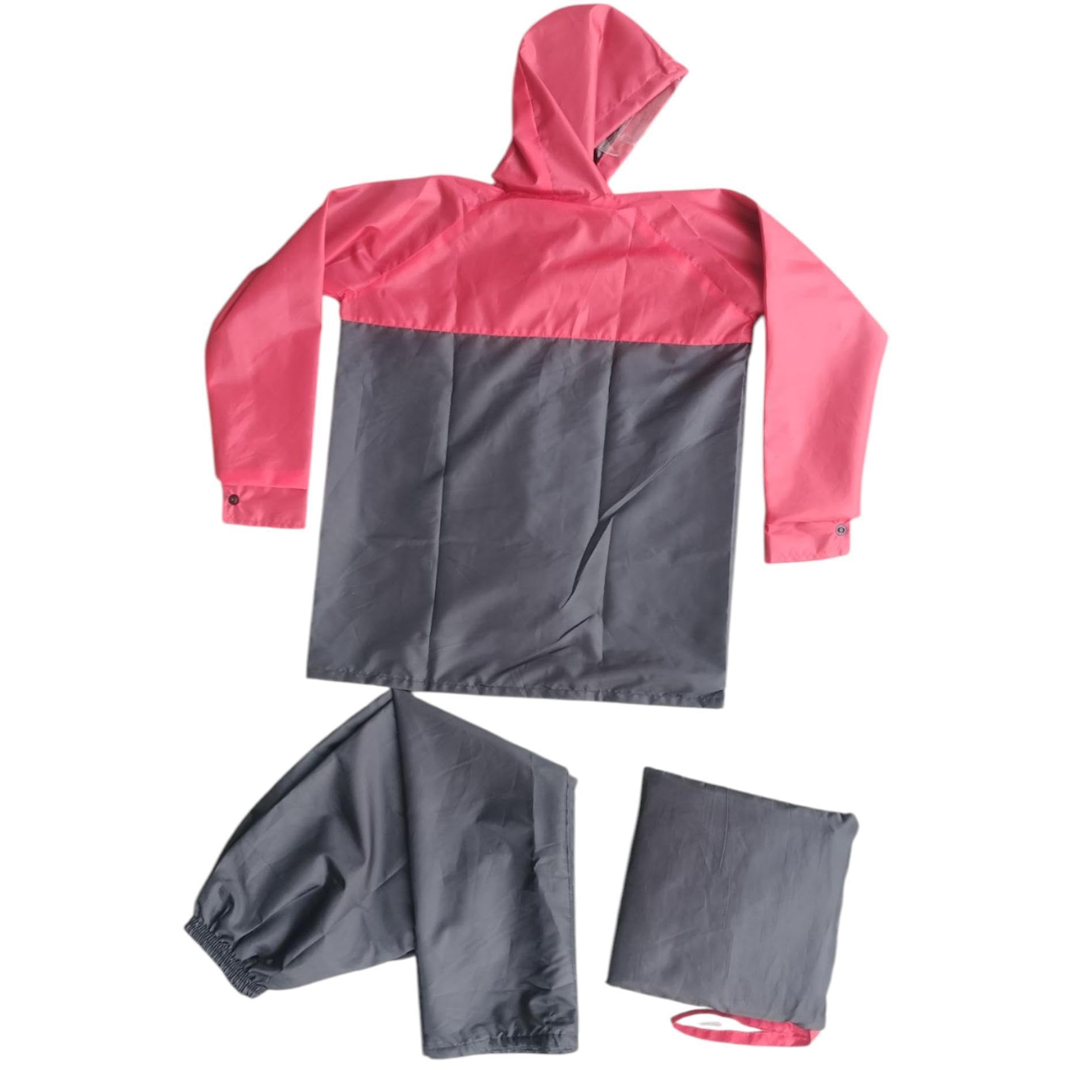 D8211K Boy's & Girl's Top + Bottom Portable Light Weight Rain Coat with Hooded & Long Sleeves for Outdoor Activity (IN, Age, 6 Years, 7 Years, Red & Black) - Image 8 thumbnail