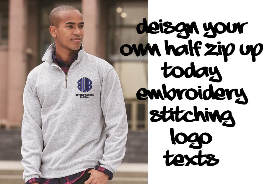 INK STITCH Custom Stitching Embroidery Logo Name Texts Half Zip Up Sweatshirts3