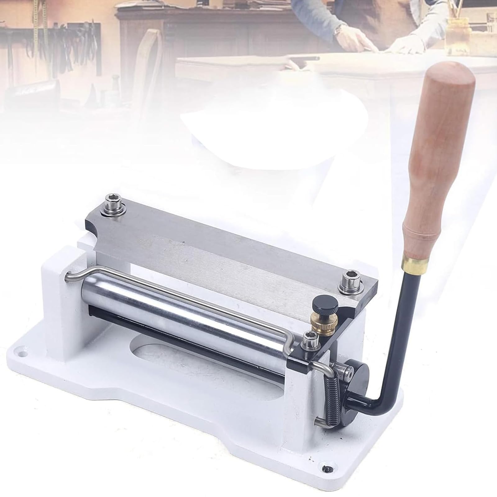 SBCGFY Leather Thinning Machine, Stainless Steel Manual Leather Peeling Machine With Scale Bar, Width: Within 7Cm/The Thinnest Can Be Cut To: 1Mm