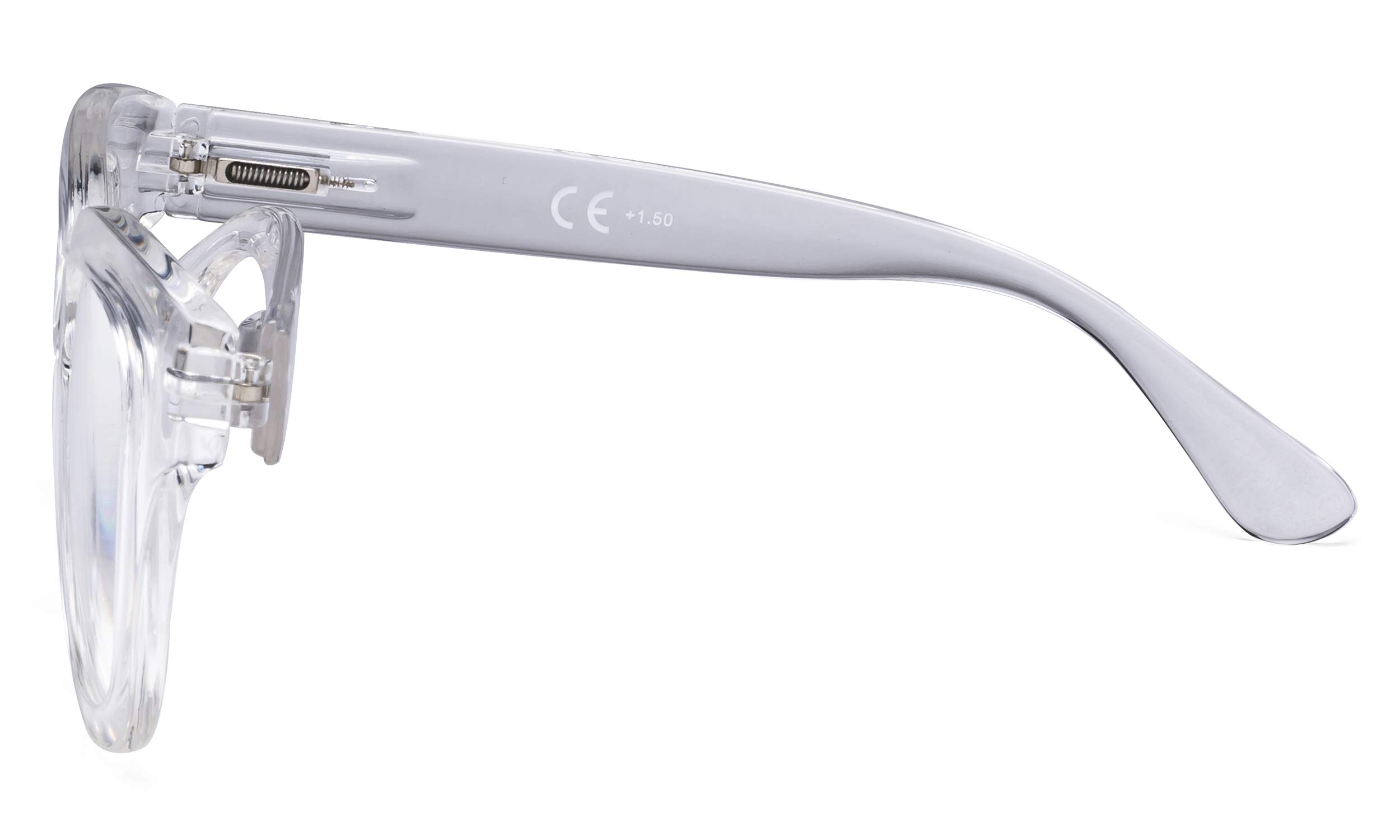 Eyekepper Oversized Reading Glasses - Retro Readers for Women Reading - Transparent Frame +4.00 - Image 3