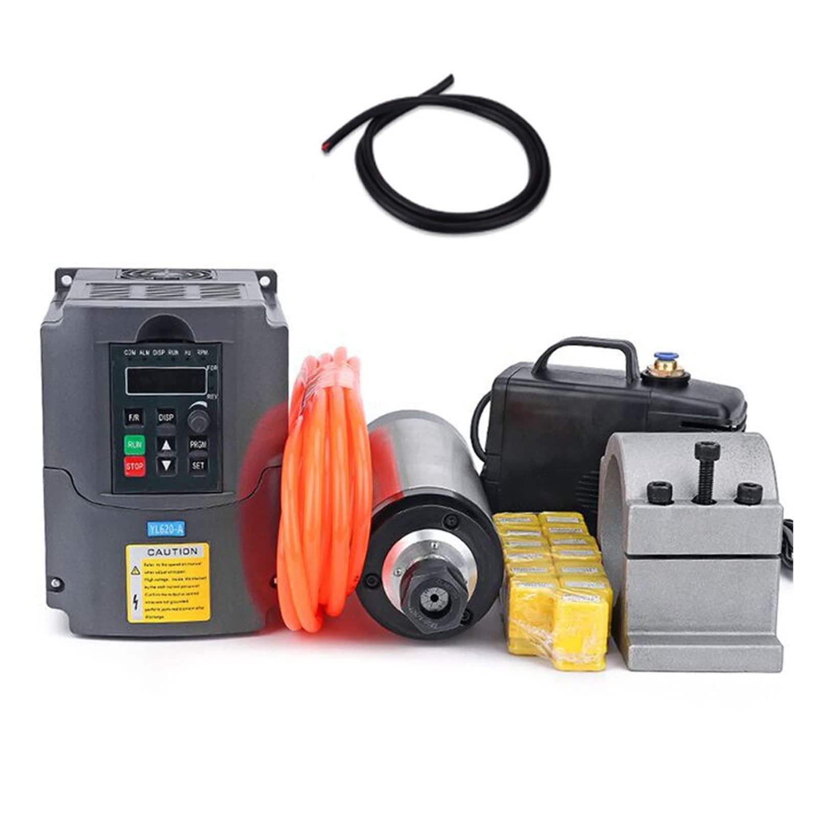CVFRDD CNC Spindle Motor Kit 2.2kw Spindle Water Cooled Kit,Er20 Milling Motor +.2KW VFD+ 80 Clamp + Pump +13pcs ER20+1m Cable For CNC