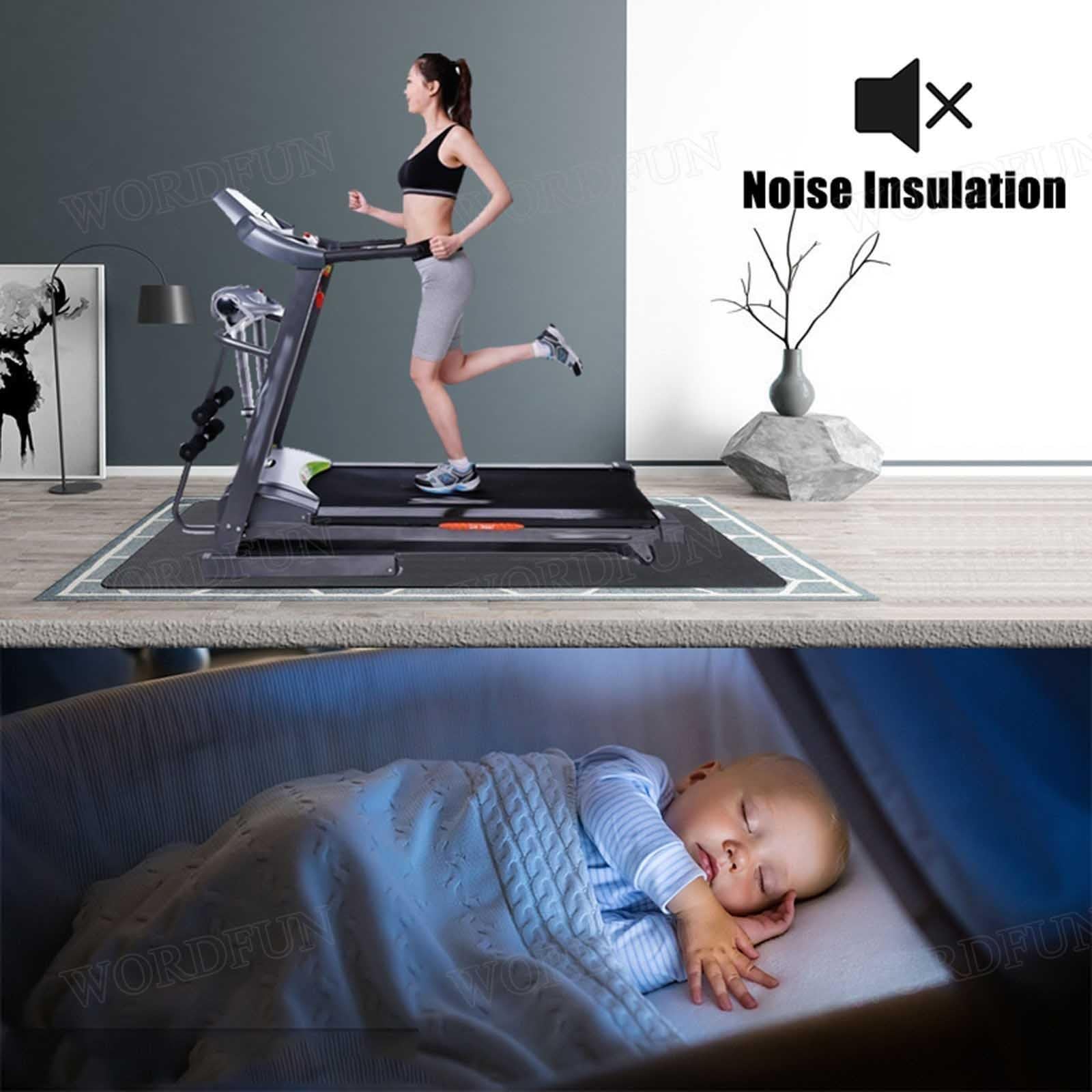 WORDFUN Tappetini per Cyclette Antiscivolo, Tappetino Insonorizzante Antivibrazione, Tappetino per Attrezzature Fitness Ad Alta Densità, Tappetino Protettivo per Il Pavimento, Resistente