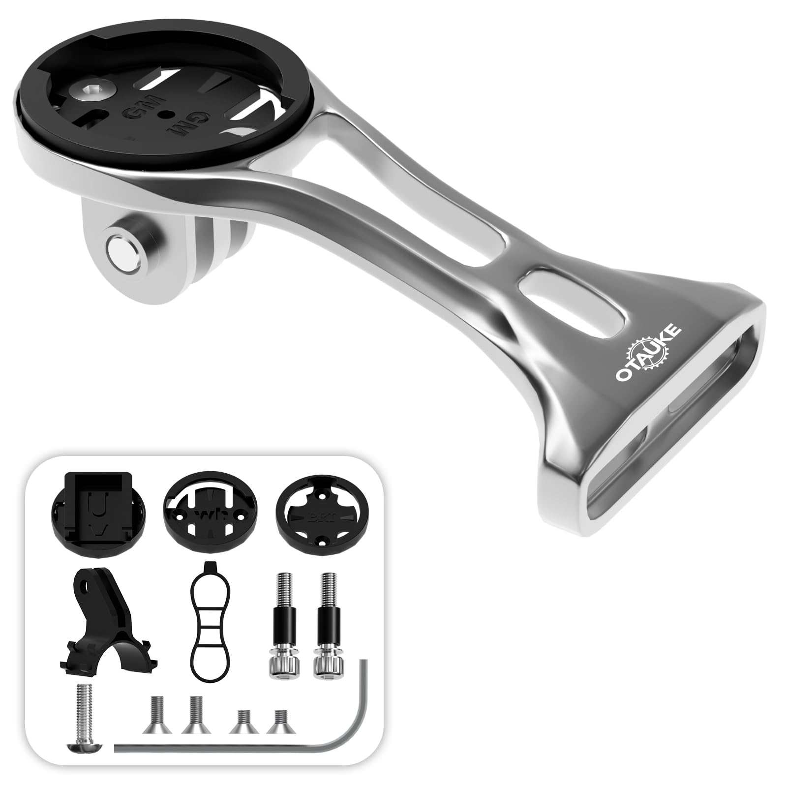 Otauke Bike Mount for Garmin Elemnt - Out Front Cycling Computer Mount Compatible with Garmin Wahoo Bryton Cateye,32mm Bicycle Holder for Gopro Interface Sports Action Camera and Bike Lights
