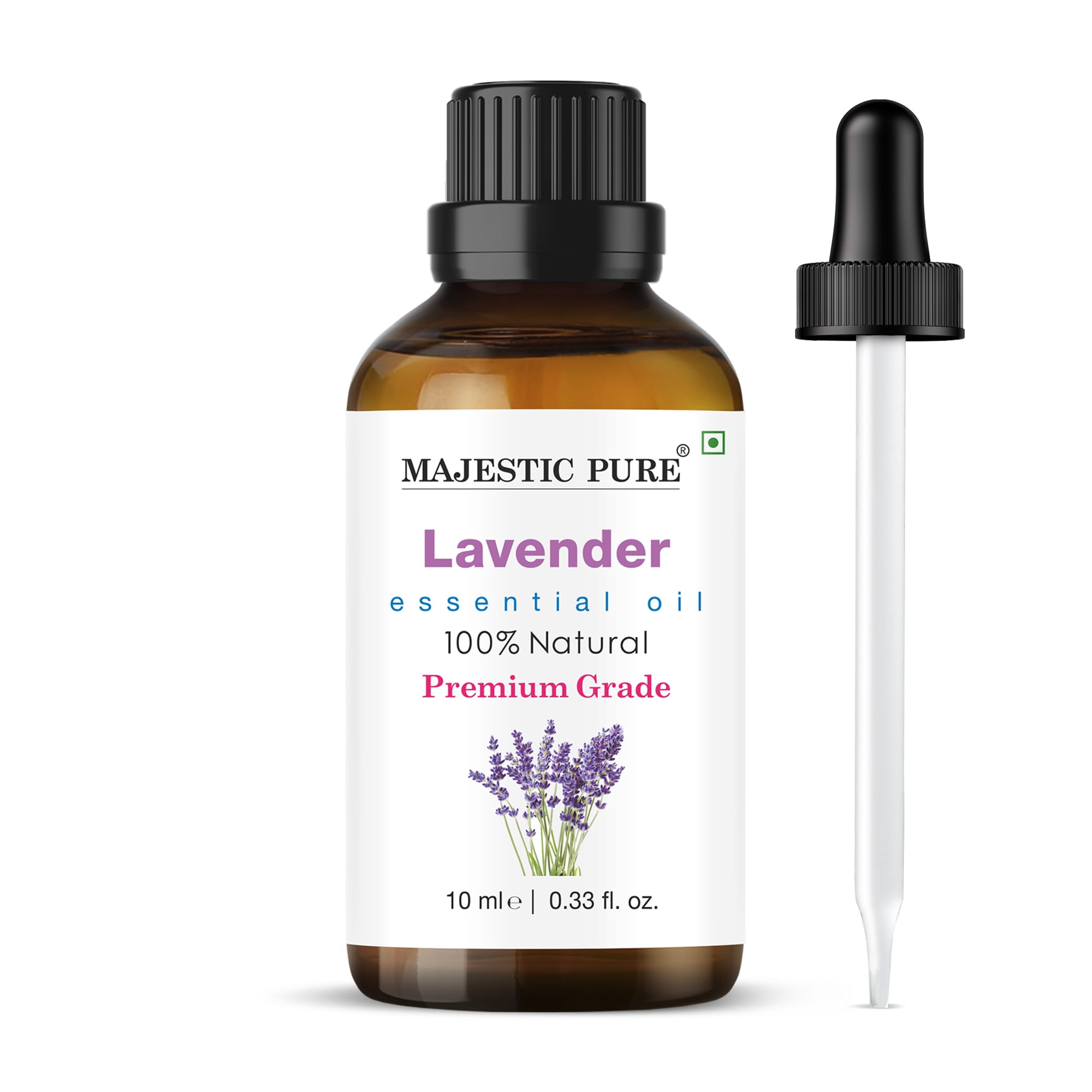 MAJESTIC PURE Lavender Essential Oil with Glass Dropper | 100% Pure and Natural Lavender Oil | Premium Grade Essential Oils for Diffusers, Skin, Aromatherapy, Massage | 10 ml