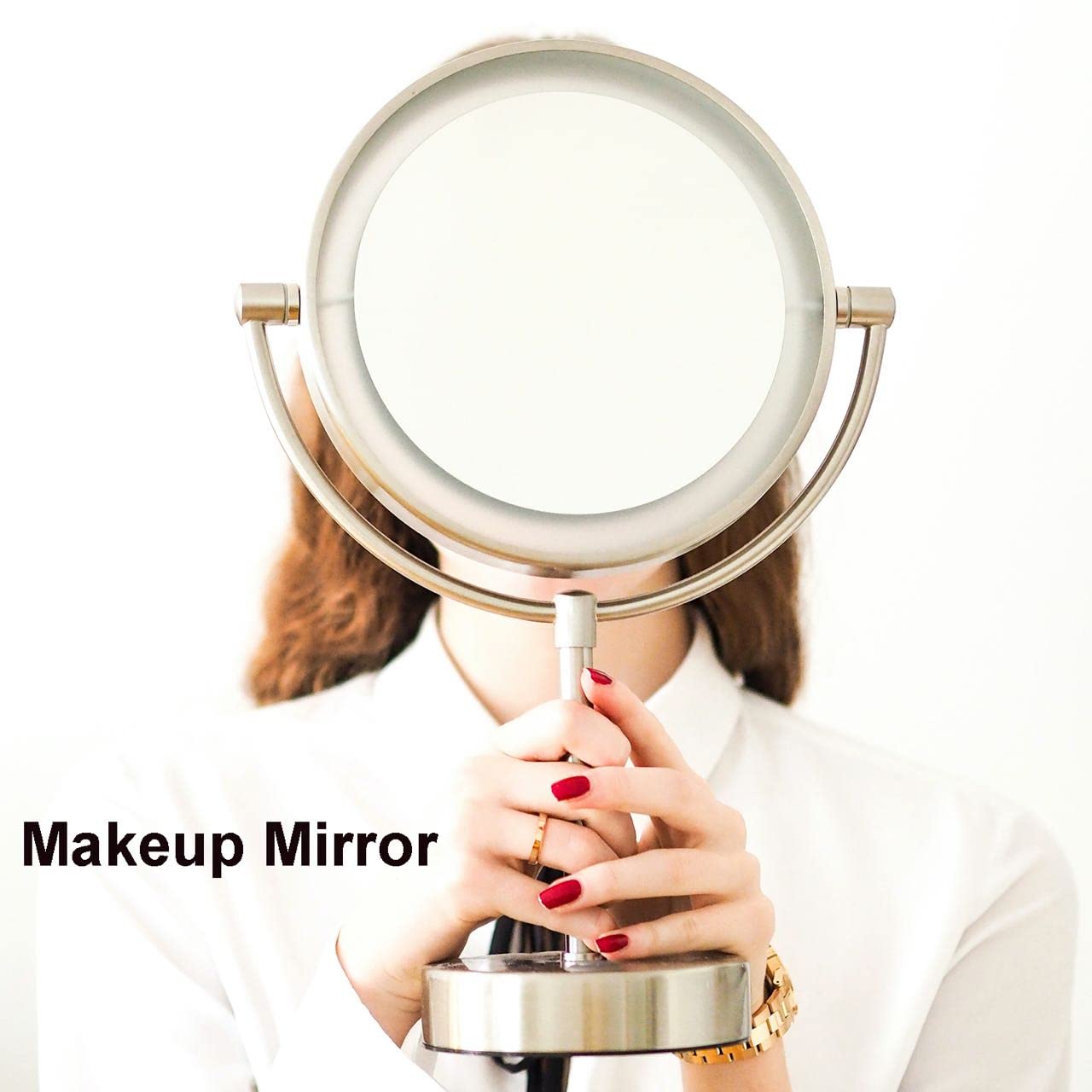 Espejo de doble cara con foco LED regulable para iluminación Conair, espejo de maquillaje, espejo iluminado de doble cara, compatible con espejo de maquillaje Jerdon, 2 unidades (blanco cálido