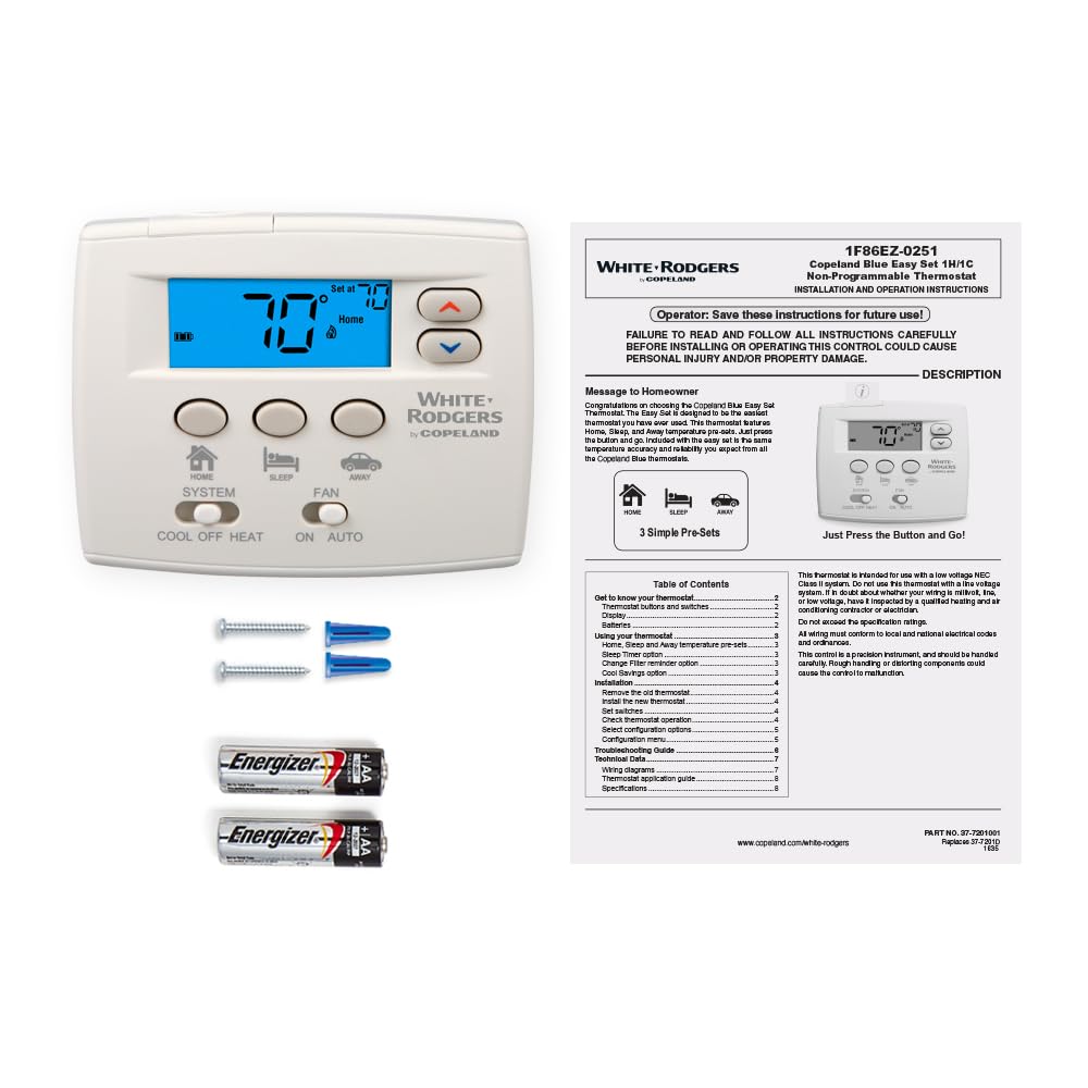 Emerson 1 F86ez-0251 non-programmable termostato