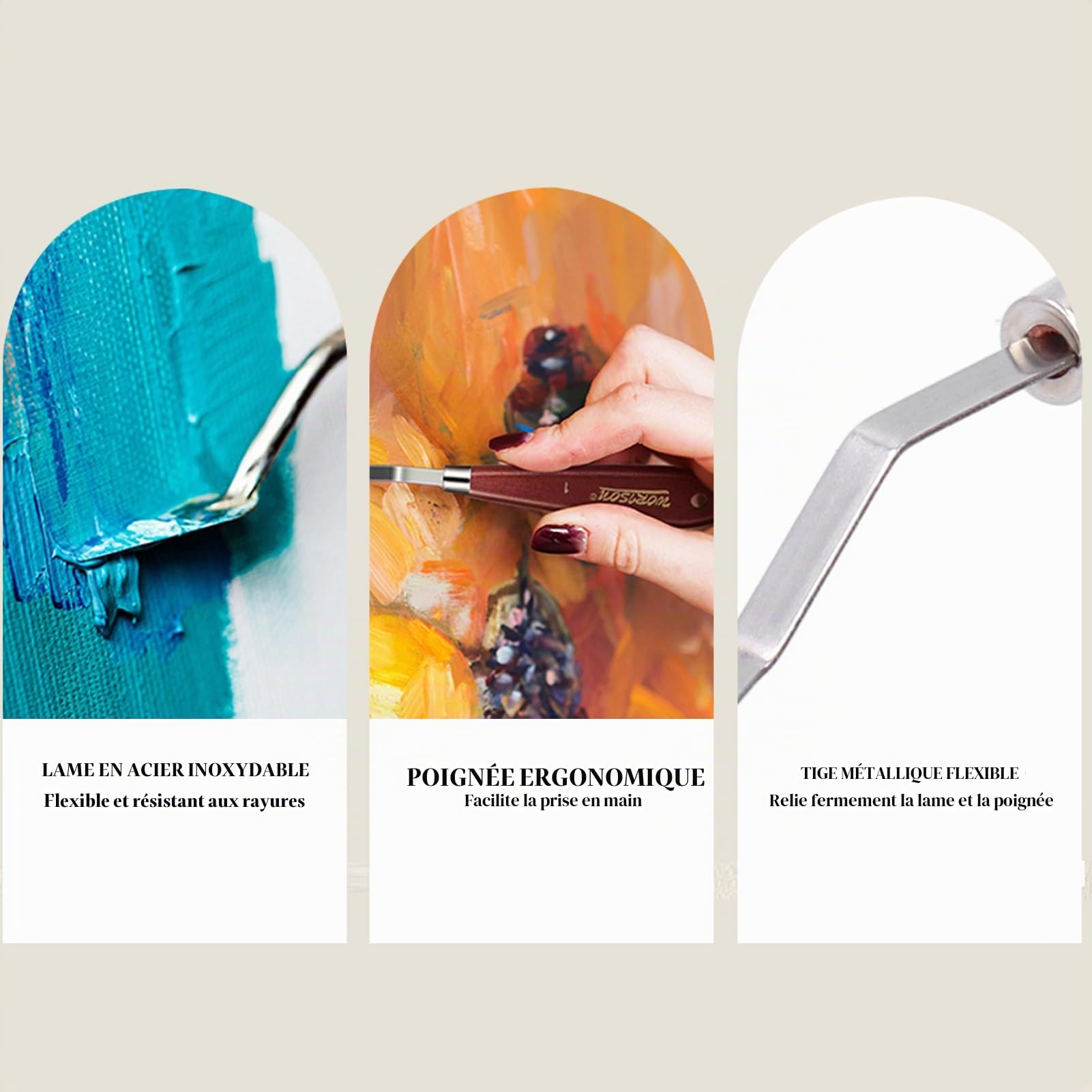 14pcs spatule de peinture, ensemble professionnel de grattoir de mélange de peinture de spatule, couteaux de Palette de peinture de poignée en bois, outils de grattoir de peinture à l'huile