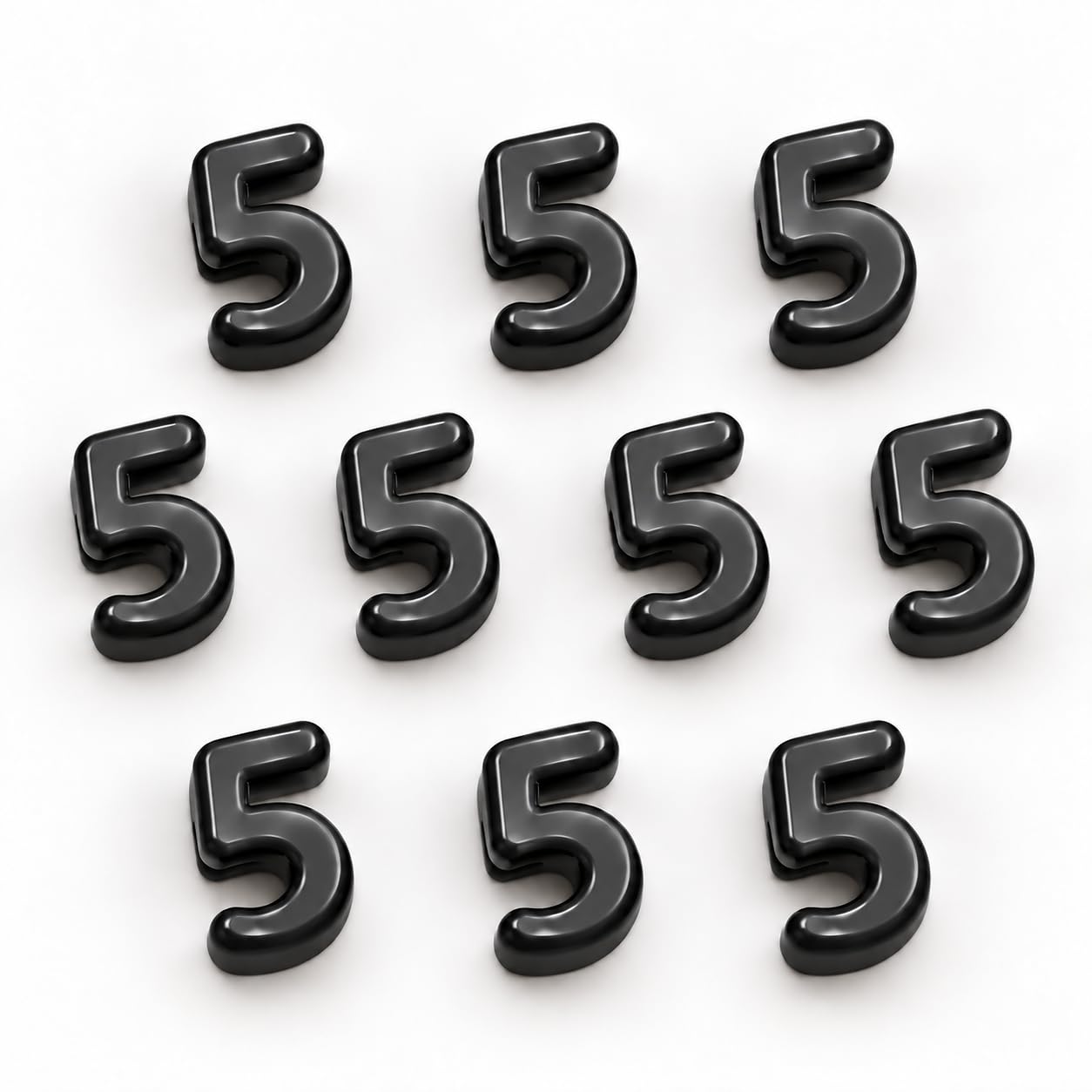 Number Beads, 10pcs Number Beads for Bracelets with 6mm Large Hole, Number Bead for DIY Jewellery Making, Keychains and Paracord Crafts(Black, Number 5, 10)