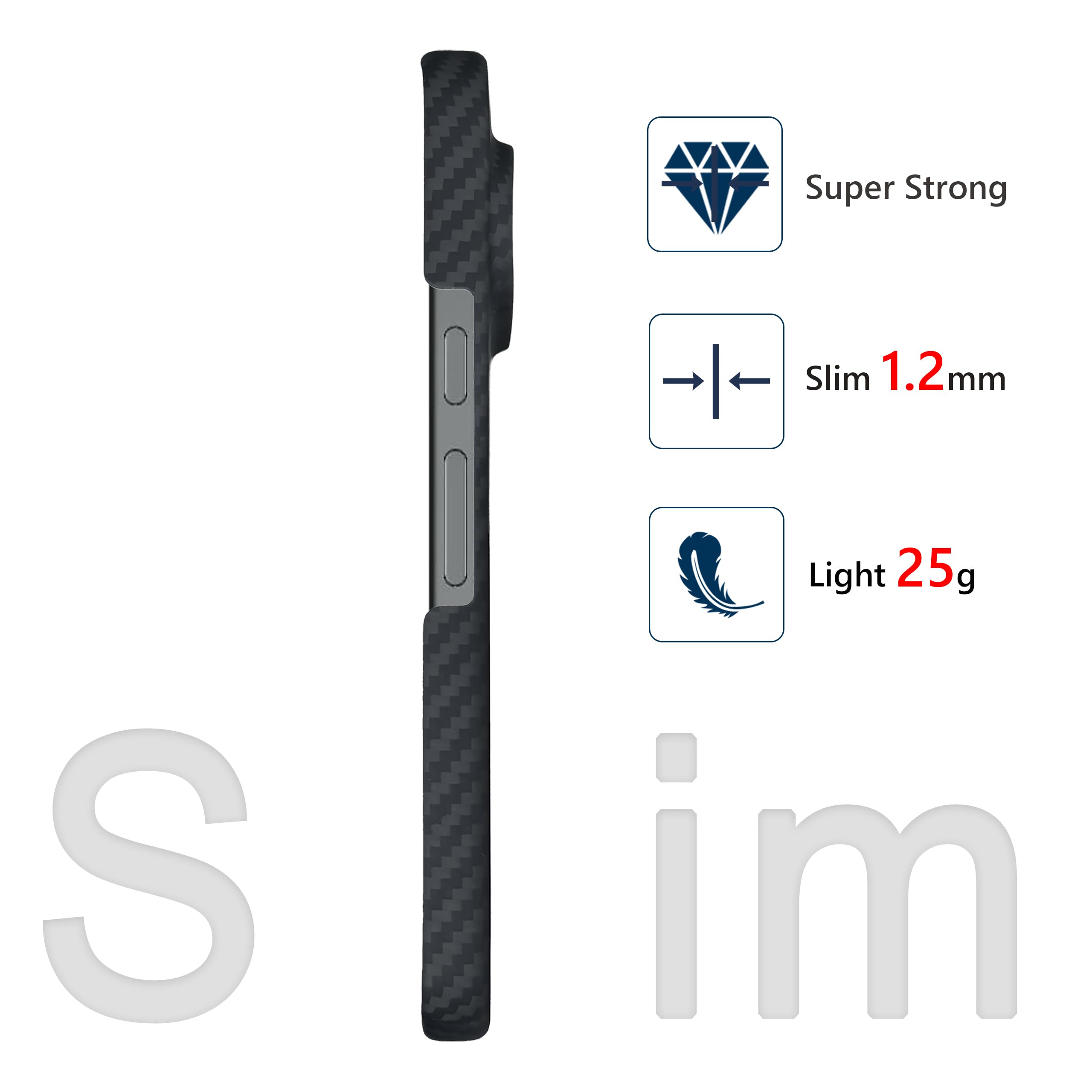 Sisyphy Custodia magnetica sottile per Google Pixel 11 Pro XL, in fibra di carbonio aramidica, 1500D