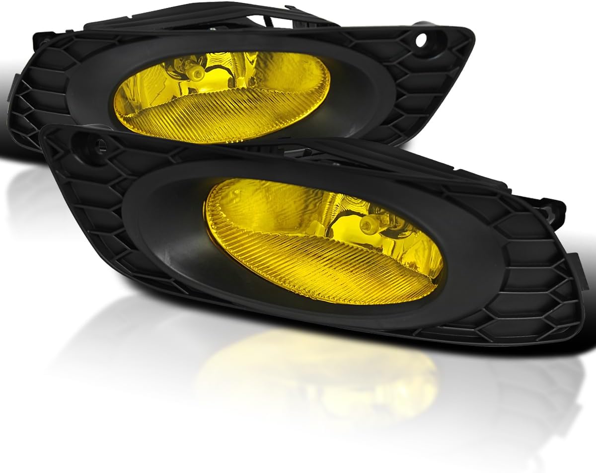 SPEC-D TUNING Yellow Fog Lights + H11 Bulbs + Switch Compatible with 2012 Honda Civic Sedan 4Dr, L+R Pair Assembly