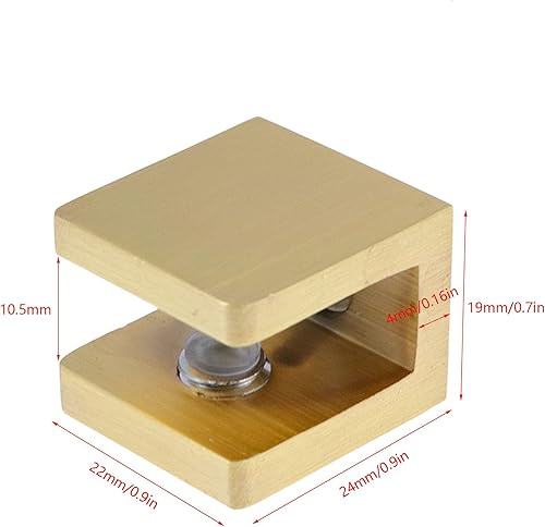 Miniatura 2 de KUMGROT 4 clips de estante de ducha de vidrio U abrazadera estante sin taladro soporte ajustable hardware para 0.315-0.394 in vidrio dorado