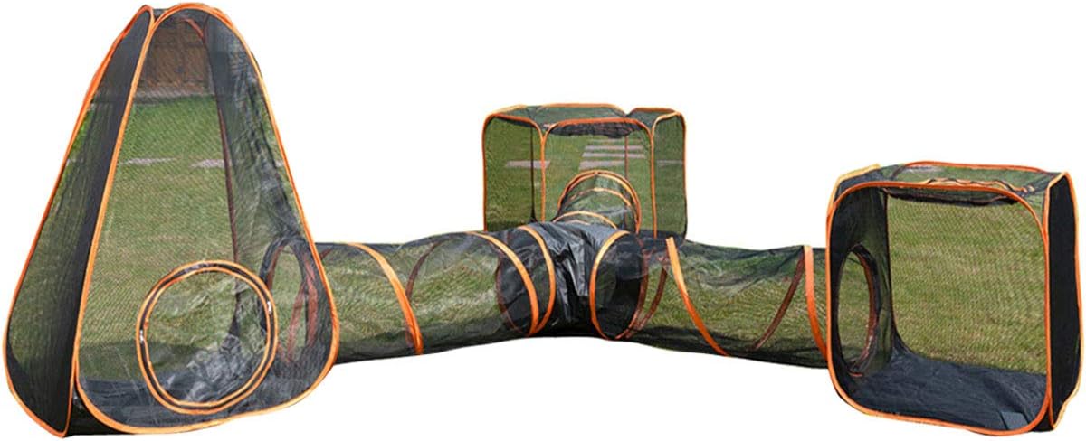 HI SUYI Portable Cat Playpen Outdoor Enclosures -4 in 1 Folding Play Tent Tunnel Cube Compound Pet House for Cat Puppy Dog Rabbit