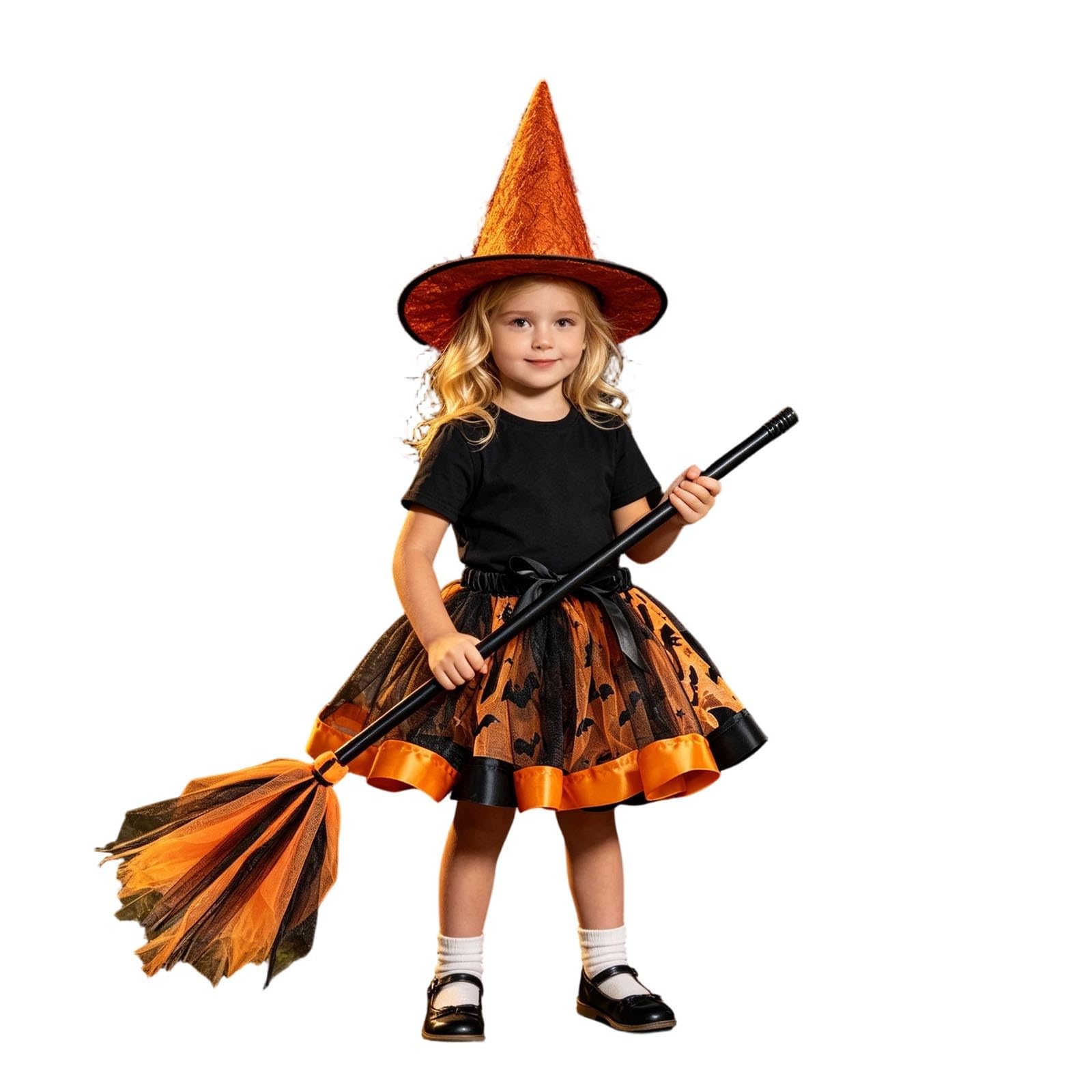 Witch Costume Kids Girls Halloween Cosplay Fancy Dress Set Witches Outfits