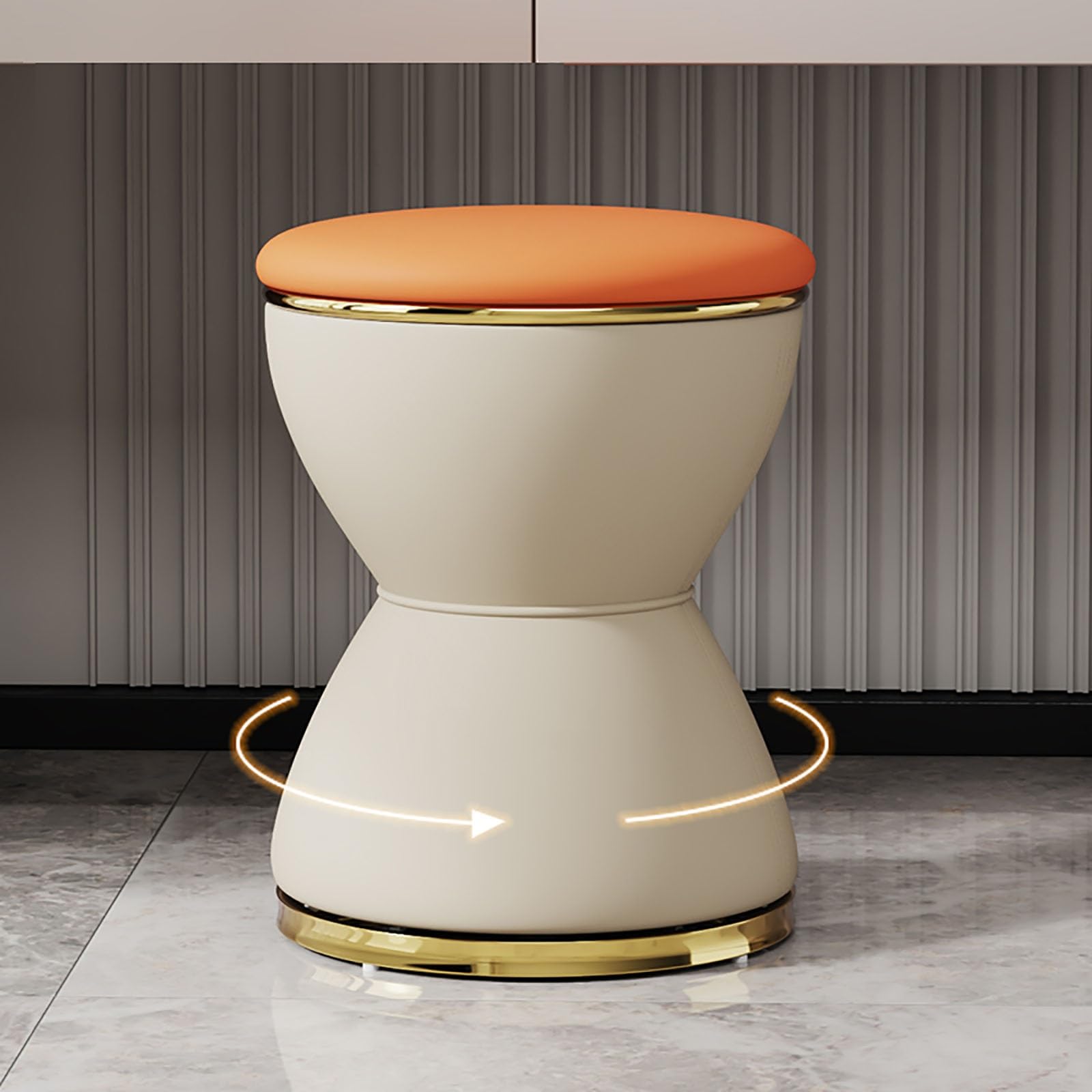 Tabouret de coiffeuse confortable avec assise ronde et piétement bois