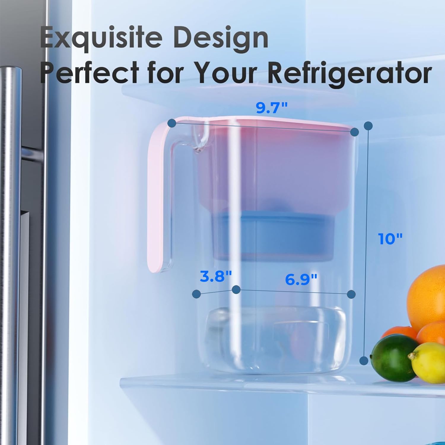 Waterdrop Alkaline Water Filter Pitcher with 4 Filters, Healthy, Clean & Toxin-Free Mineralized Alkaline Water (100 Gallons), Up to PH 9.5, BPA Free, 7-Cup, Pink