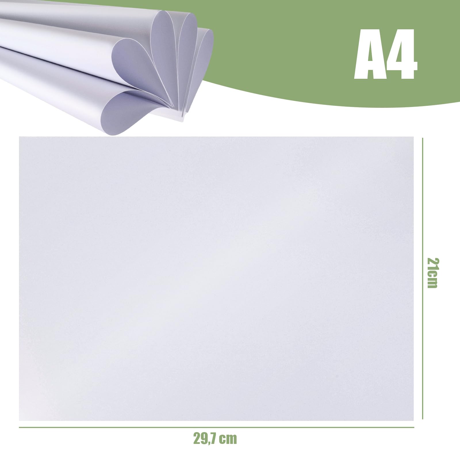 VGOODALL 100 hojas de papel perlado, DIN A4, blanco metalizado, papel para manualidades con brillo nacarado, 210 g/m²