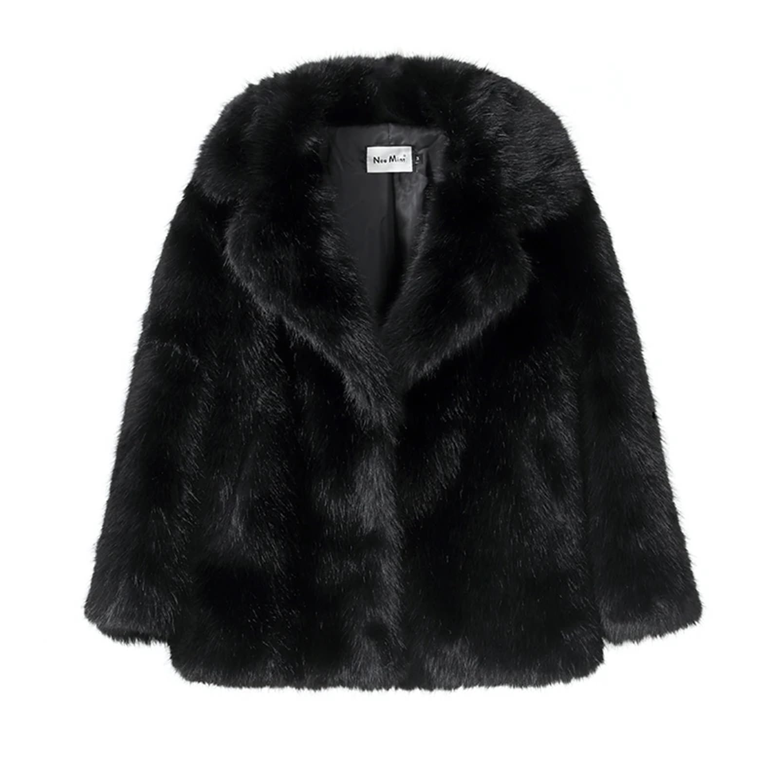 ZUGLQYSX Winter Thicken Warm Overcoat Outerwear Girls Solid Long Fur Jacket For Winter outdoor(Black,M)