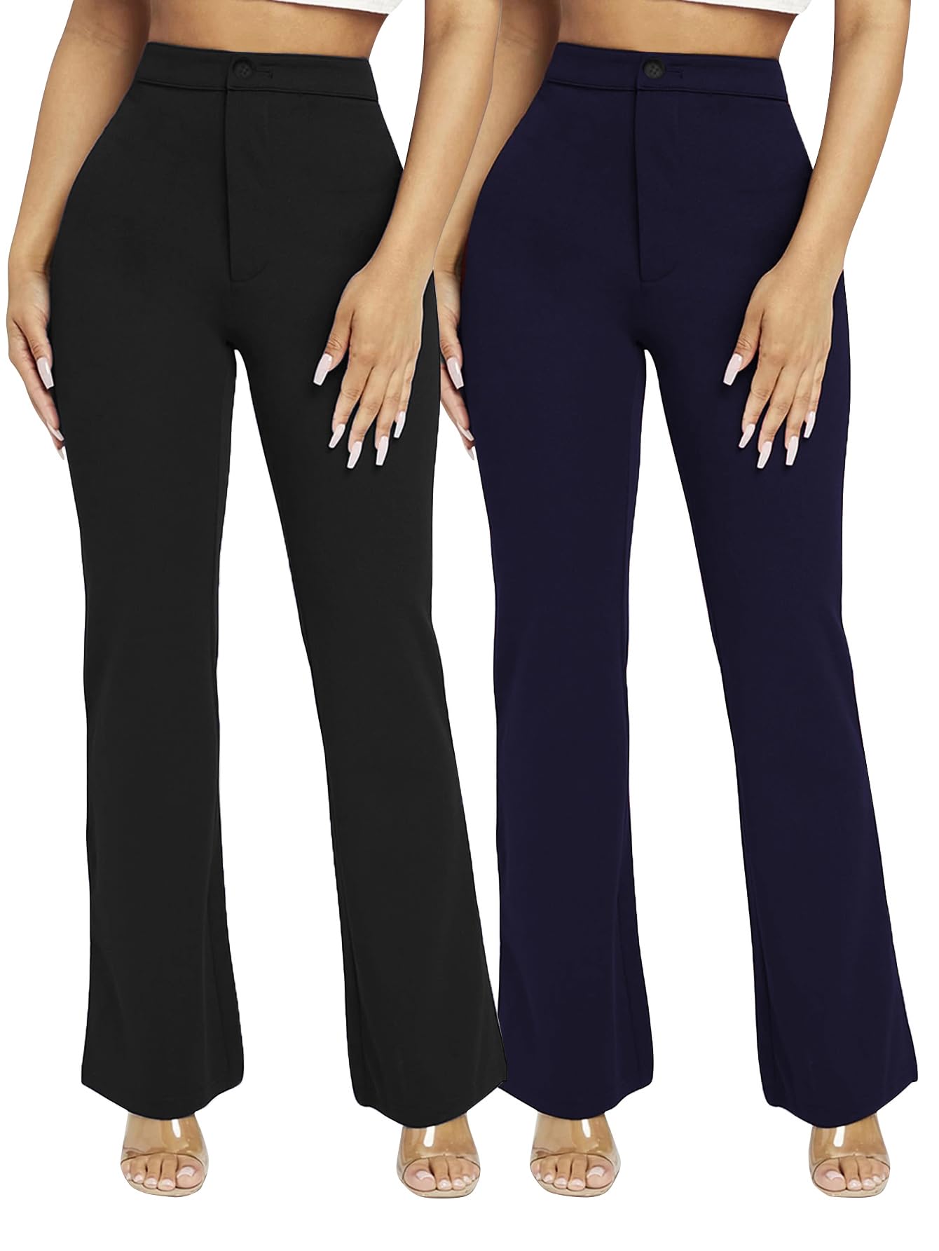 keri perry Trousers for Woman Pants Women's Formal Office Korean | Beige Track Pant | Straight | Cotton Spandex Stretchable Trouser | High-Waisted Bottom Wear | Pack of 2 Combo-picture-15
