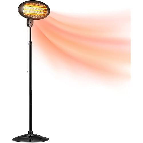 DONYER POWER retractable Electric quartz Heater with Protection System Waterproof，Outdoor/Indoor 1500W，Garden Patio, Easy Assembly
