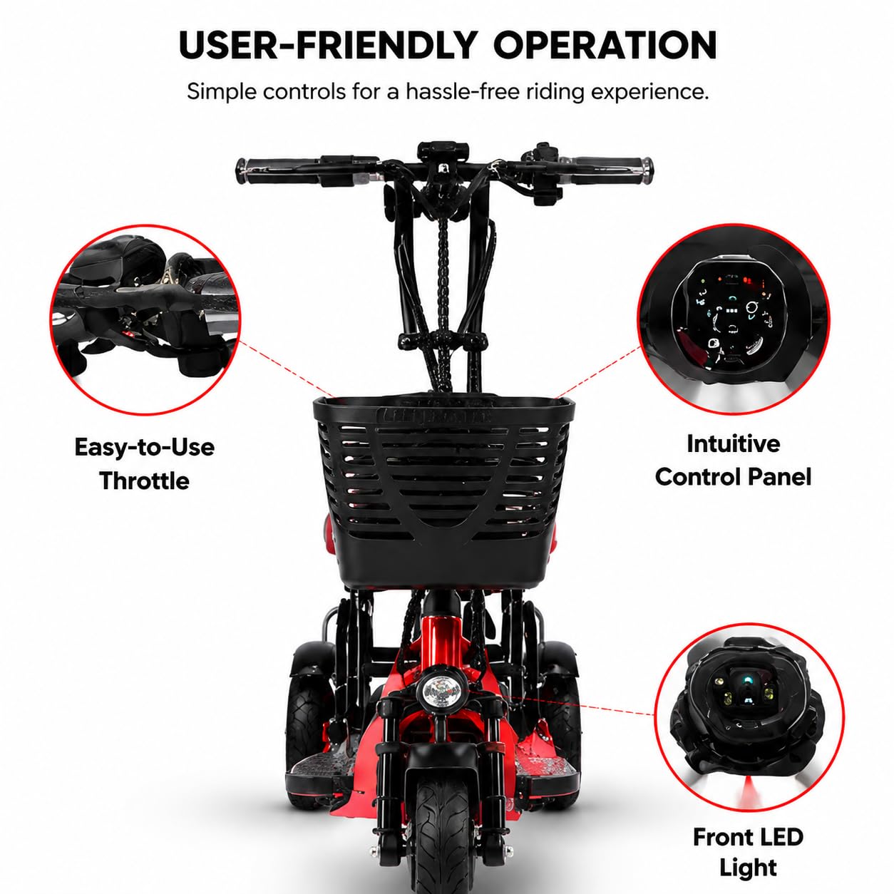 Genérico Scooter de Movilidad Eléctrico de 3 Ruedas Personas Mayores Plegable De con Asiento Incluye Cargador De Personas Mayores Scooter De Movilidad para Adultos y Personas Mayores