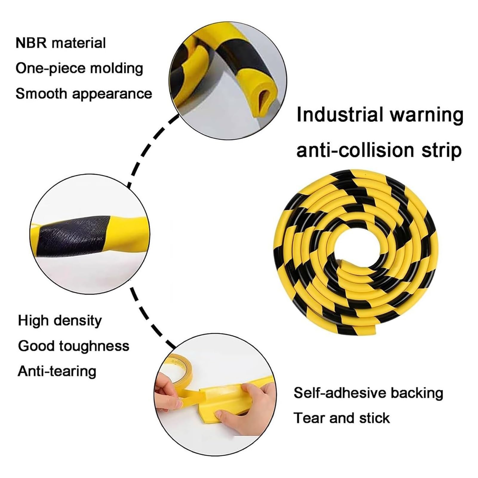 Protectores De Esquina para Bordes De Pared De 196,9", Tiras Anticolisión Industriales Amarillas Y Negras, Parachoques De Seguridad De Alta Visibilidad para Bordes Plano,Flatshaped-5PCS