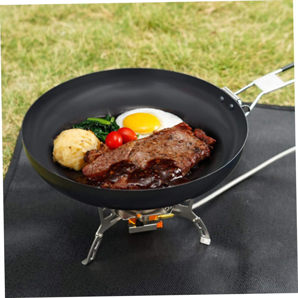 ARTSEWPLY 1pc Lightweight Non-Stick Camping Frying Pan Iron Cookware for Outdoor Cooking Easy to Clean Portable Design for BBQ Hiking and Picnics for Frying Burgers Eggs and Steaks