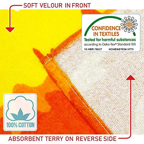 Softerry Tie Dye Beach Towel 30 X 60 Inches 100% Cotton Velour Rainbow Hippie Colors Printed (Rainbow, 30" X 60") #TOP2