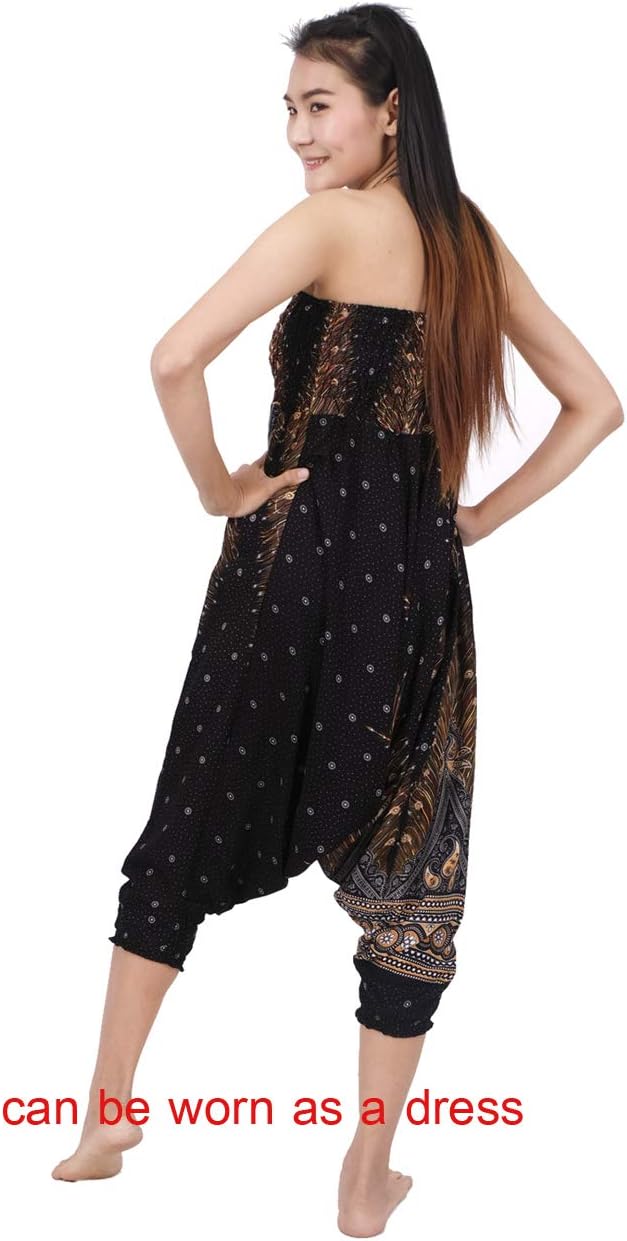 Banjamath® Women's Peacock Print Aladdin Harem Hippie Pants Jumpsuit - Image 7