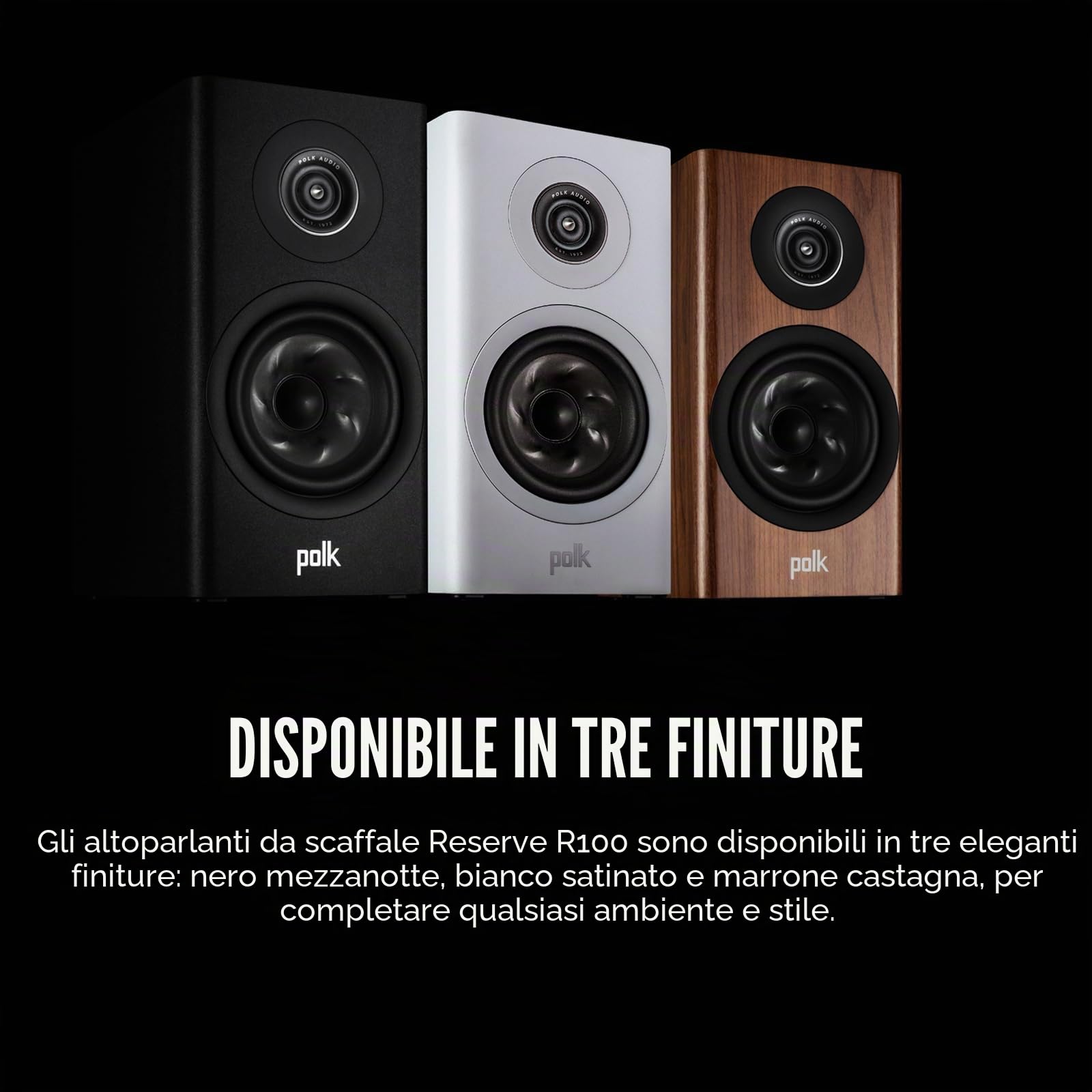 Polk Reserve R100 - Altoparlante piccolo per libreria dinamica e dettagliata, nuovo tweeter ad anello Pinnacle da 1