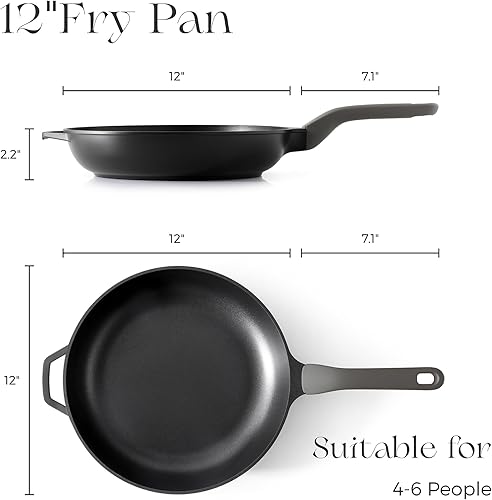 Miniatura 7 de PRICUSIS Sartén antiadherente, sartén de 8/10/12 pulgadas con mango que no se calienta, completamente recubierta, compatible con inducción y apta