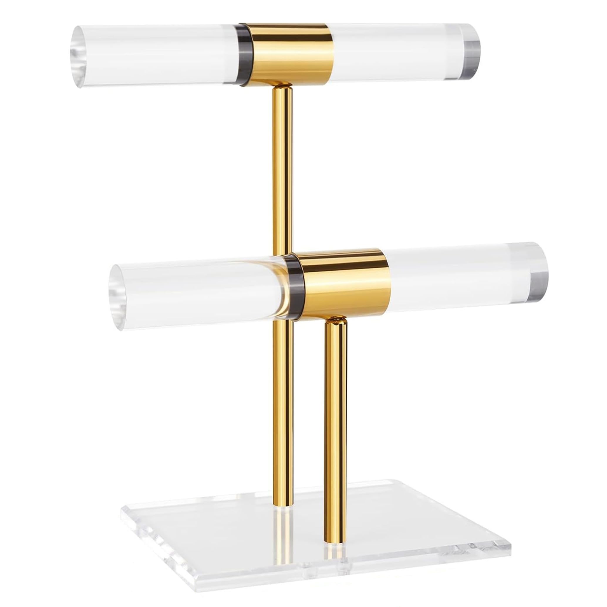 Sjfbebsy Bracelet Display 2-Tier Acrylic Jewelry Stand Gold Bracelet Holder