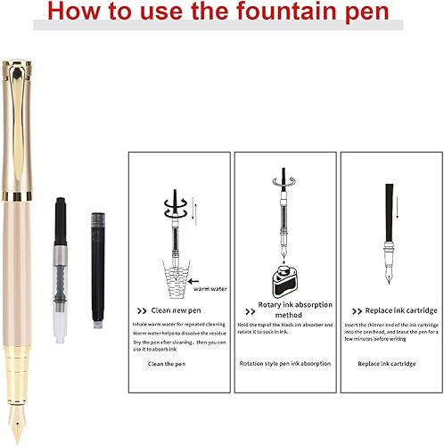 Vista 18 de Cheericome Pluma estilográfica, juego de pluma estilográfica de lujo para hombres y mujeres, bolígrafo de tinta para escritura suave, pluma Negro