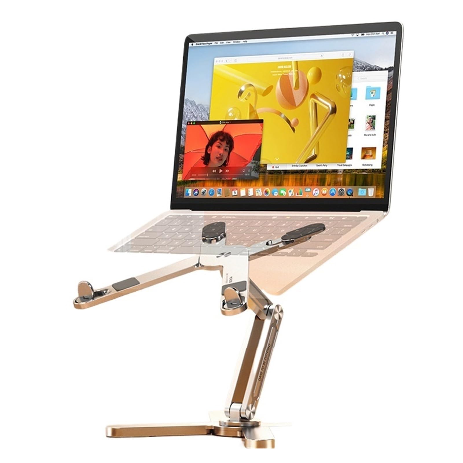 Supporto For Laptop Pieghevole Tavolo For Notebook Con Rotazione A 360° | Staffa For Tablet Portatile Con Supporto In Lega Di Alluminio Con Dissipazione Del Calore(Silver)