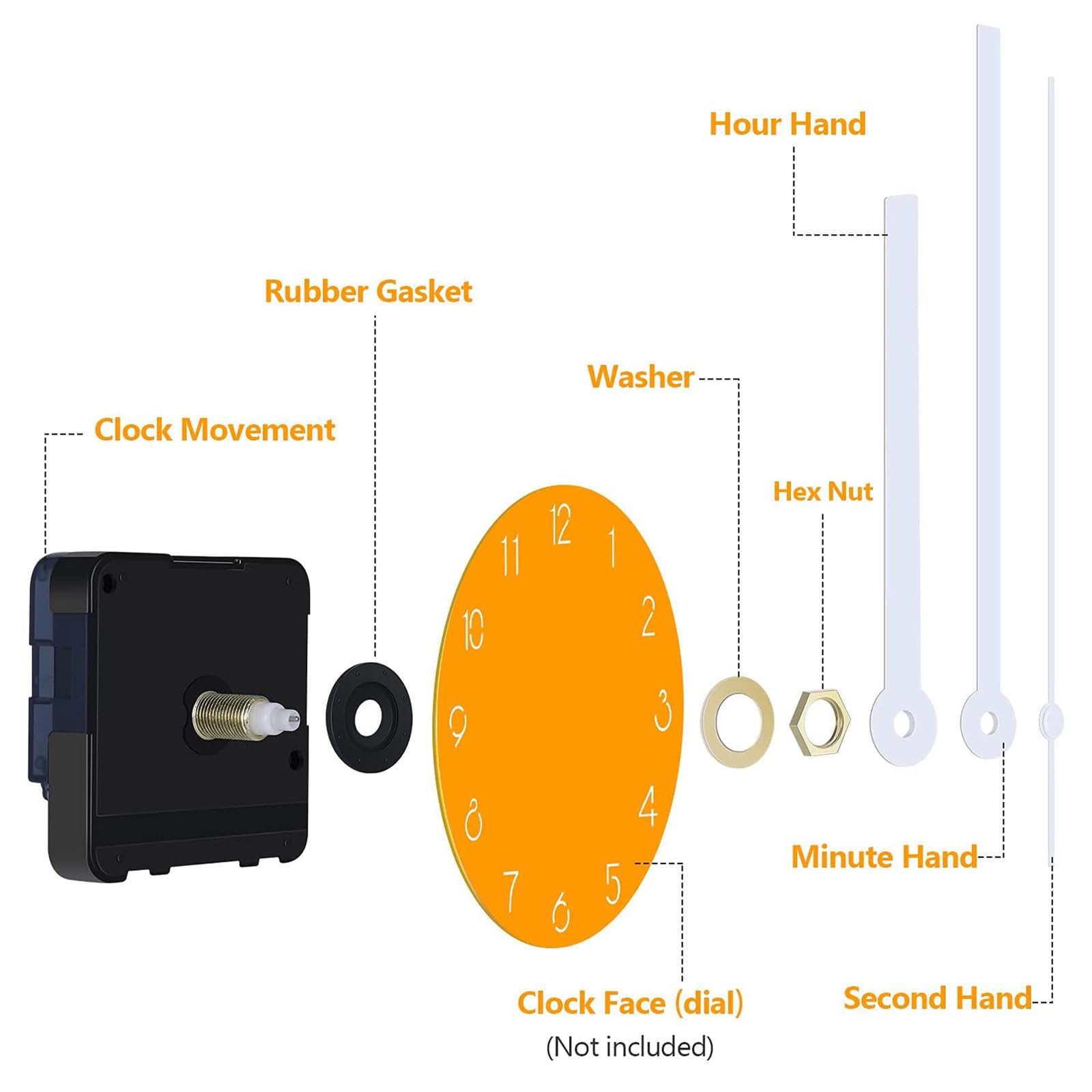 Silent Quartz Clock Mechanism Kit, Long Shaft Wall Clock Motor Movement Repair Parts - Image 4
