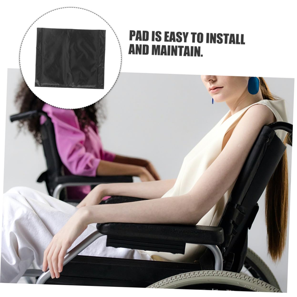Repuestos Ideales para Asiento de Silla de Ruedas 2 Cojines de Tela Oxford Negra, Antideslizantes y Fáciles de Limpiar para Accesorios de Sillas de Ruedas