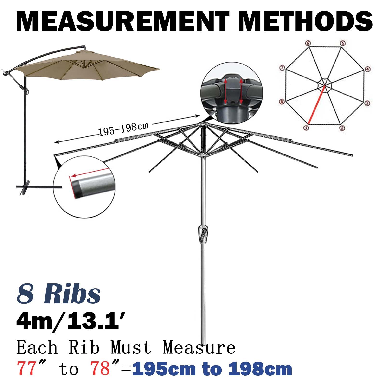 Telo di Ricambio per Ombrellone 8 Stecche 4m Impermeabile Protezione UV (Khaki)