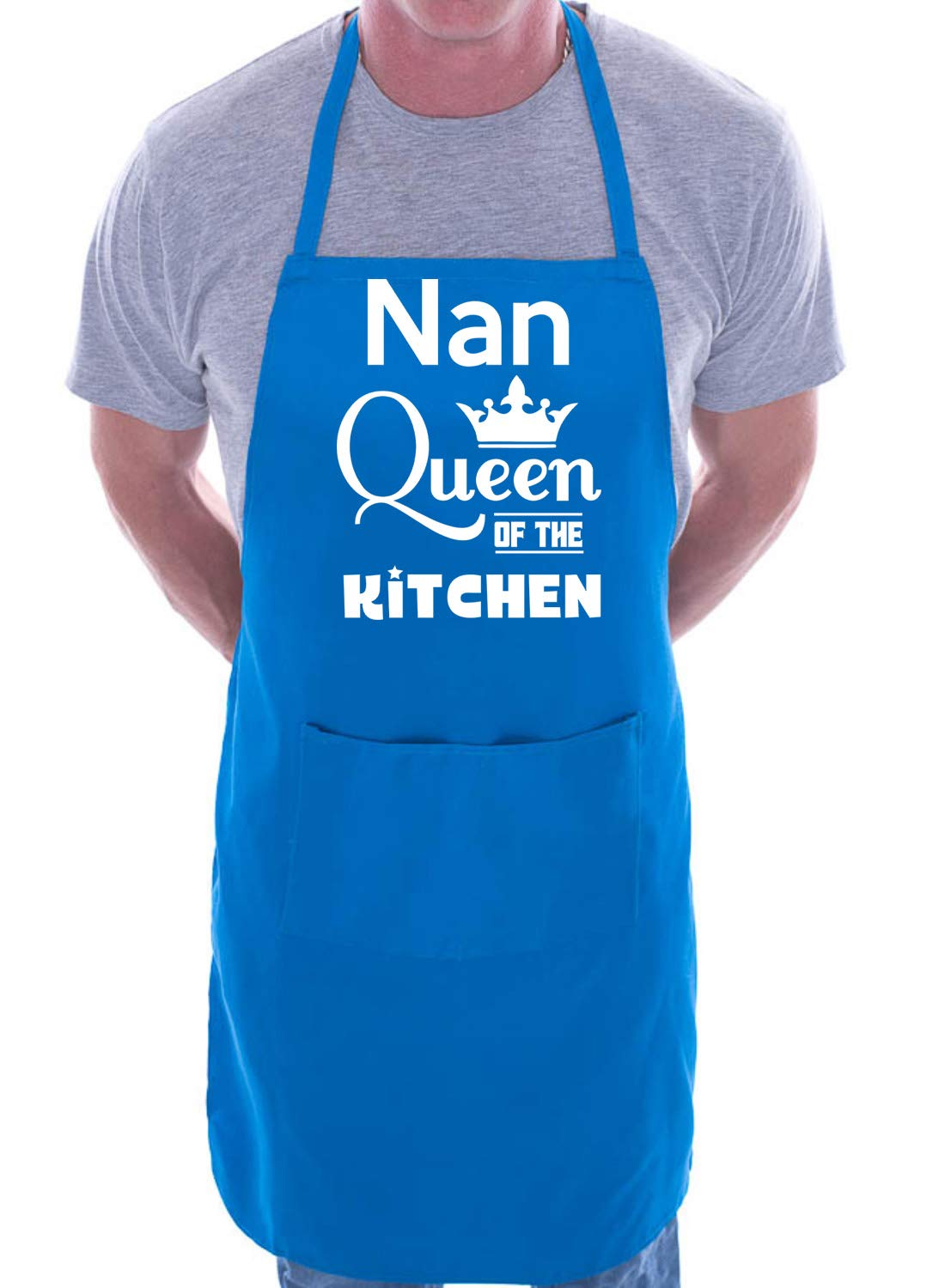 Print4U Nan Is Queen Of The Kitchen Chef Apron Cooking Novelty Baking Gag Gift Present Ladies Blue