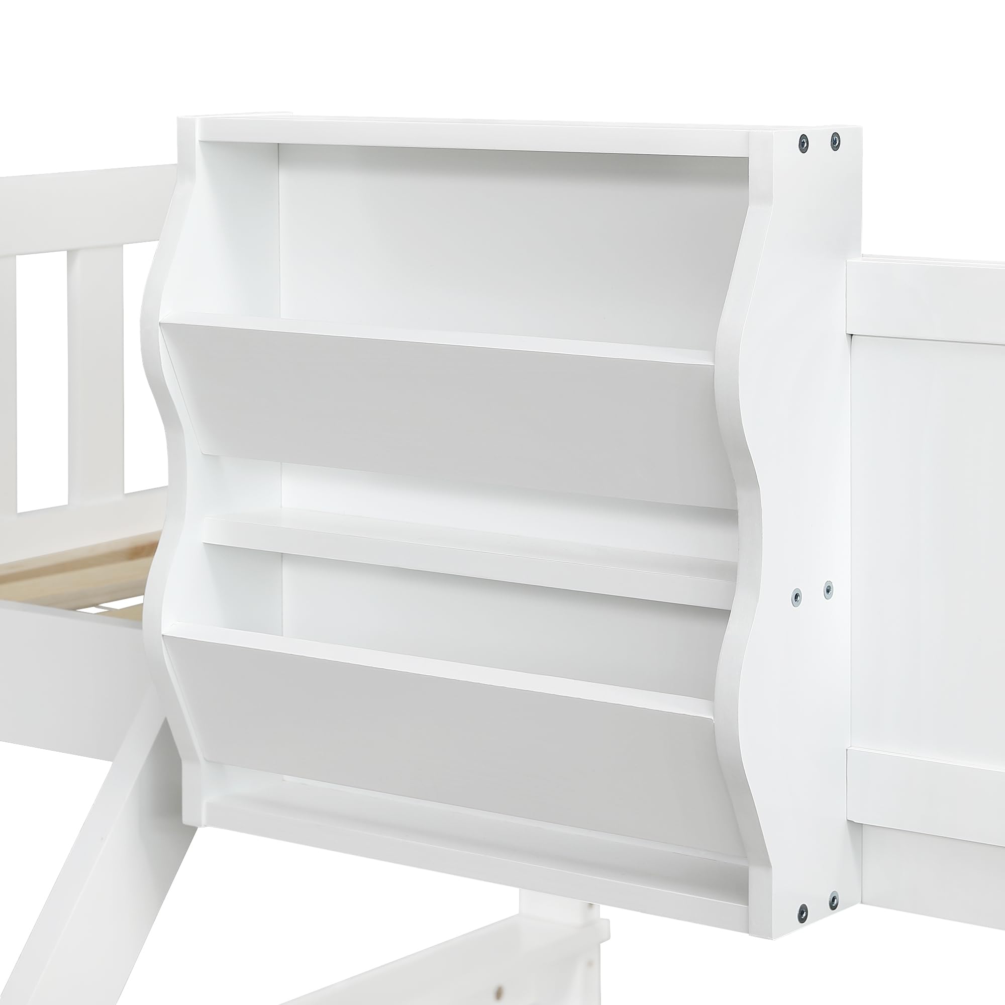 Litera Infantil con Cajón de Almacenamiento | Escalera Inclinada 3 Peldaños + Diseño Ventana Única | Tablero Grafiti Lateral | Estructura Pino+MDF | Blanco/Azul | 90x200cm y 120x200cm