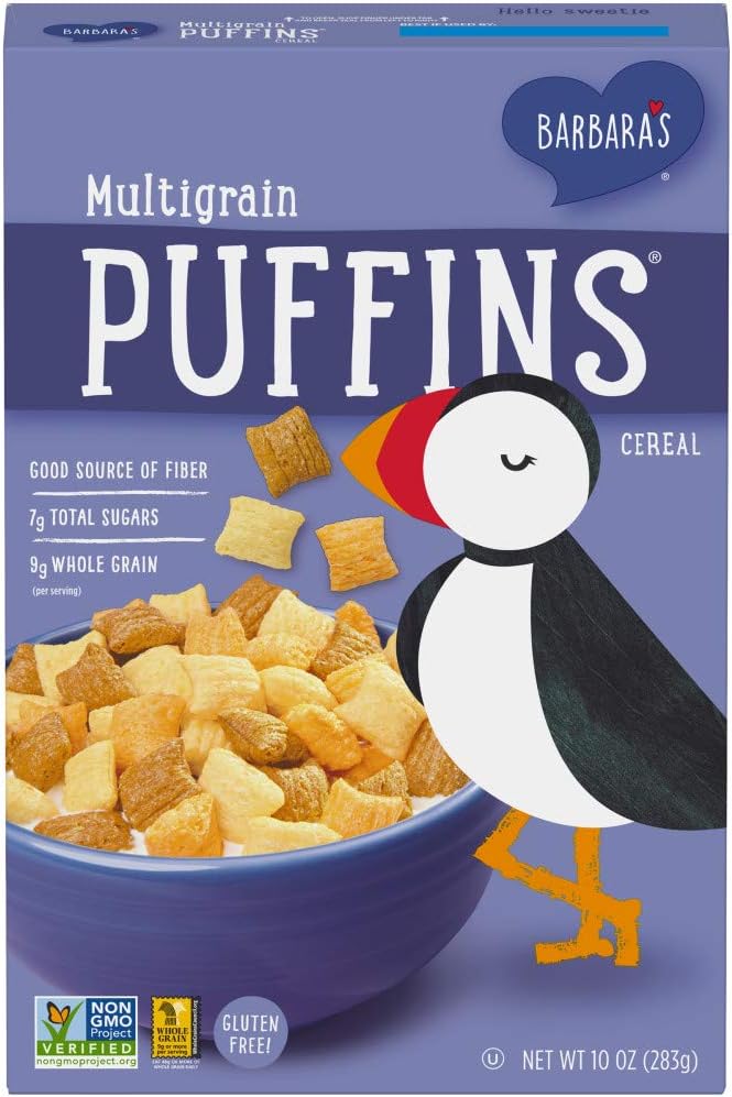 Three Sisters Barbara's Puffins Multigrain Cereal, Gluten Free, Non-GMO, 10 Oz Box