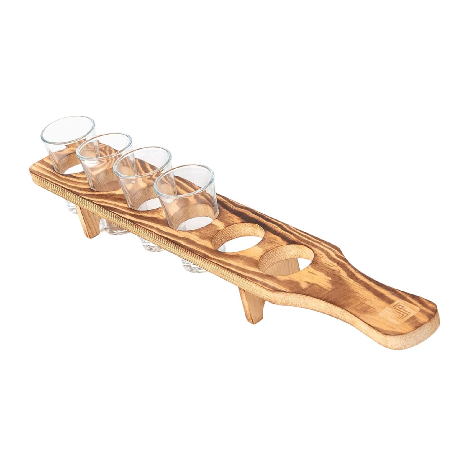 Tequila Presentation Tray Wooden 6 Holes Shot Glasses Display Stand Practical Drinks Serving Board Club Accessory