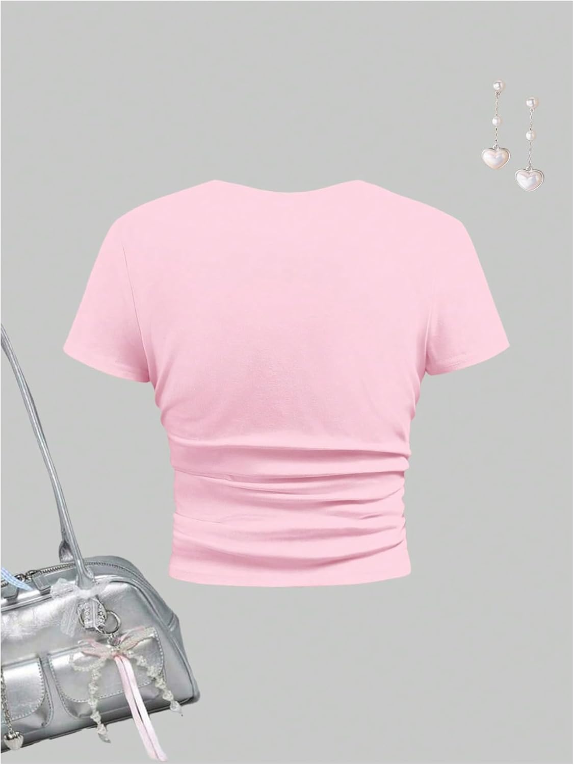 SweatyRocks Girl's Cherry Print Ruched T Shirt Short Sleeve Cute Tee Crop Tops - Image 3