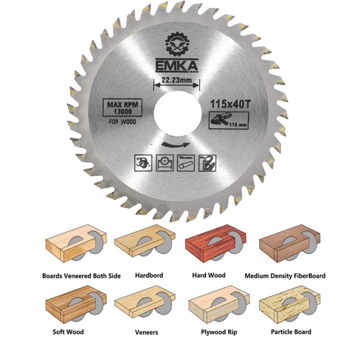 Badem10 2'li Set Emka Daire Testere Bıçağı Ahşap Kesme Testeresi 115 mm 40 Diş + Matkap Aparatı
