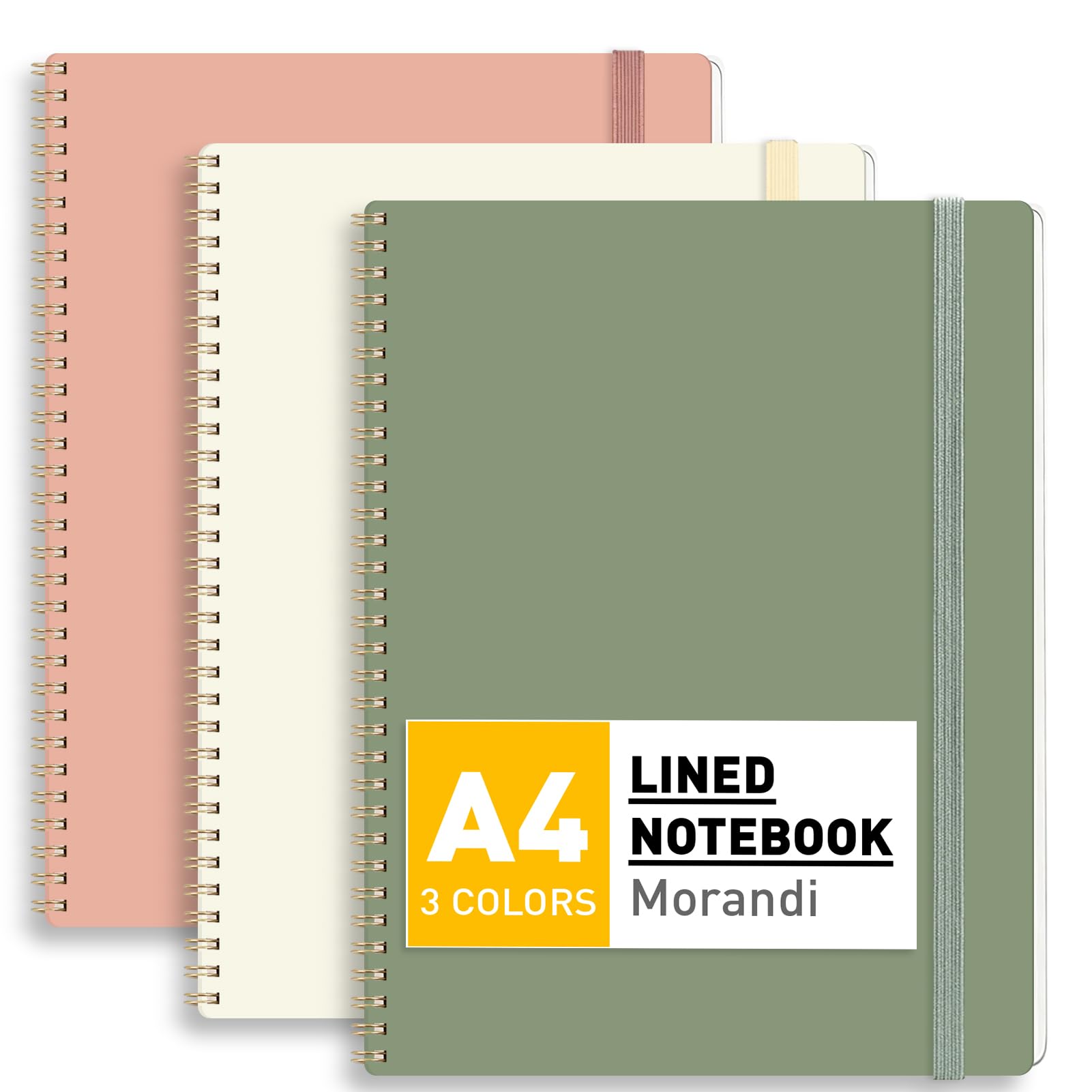 PYNEX A4 Notebook 3Pack - Spiral Journal 7MM Lined Notepad With 210 Sheets