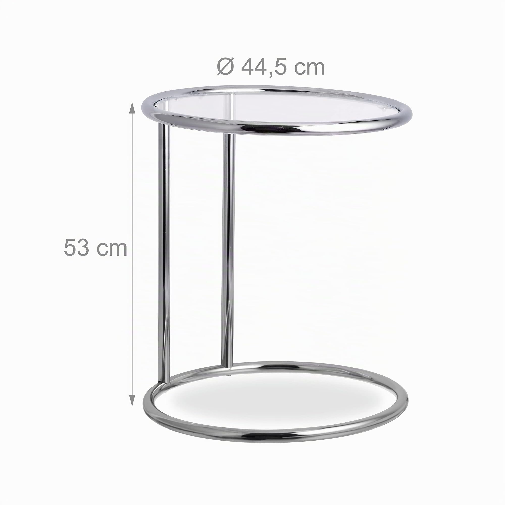 Relaxdays Tavolino Rotondo, Struttura in Metallo, Ripiano in Vetro, Tavolo Basso Salotto, Decorativo, Design, HxD 53 x 45 cm, Argento