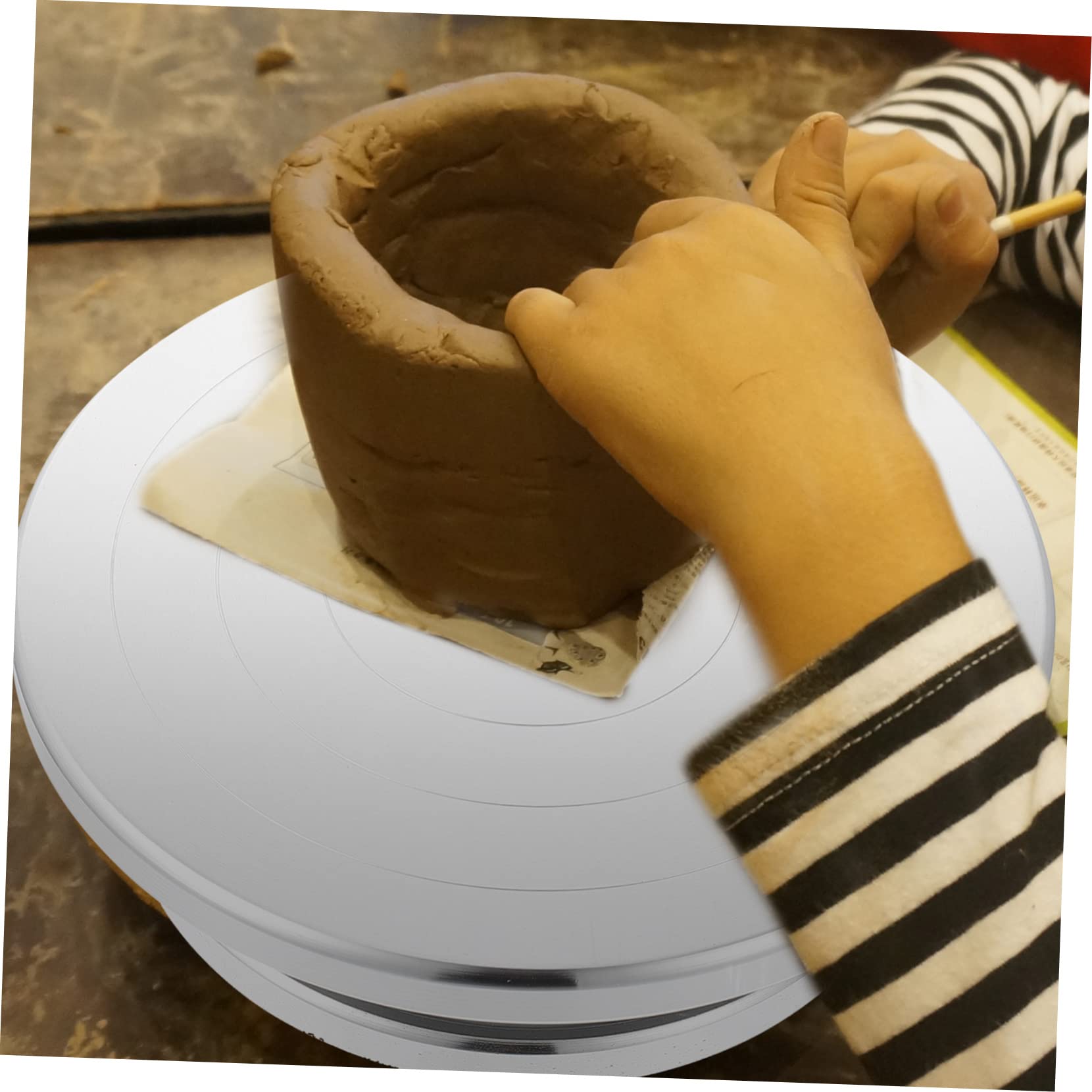 Operitacx Plateau Tournant en Alliage D'aluminium Solide pour Poterie Outil Pratique et Rotatif pour Sculpture d'argile, Fabrication D'objets en Céramique