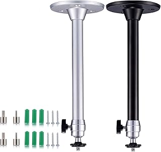 Yizerel 2 Pack Mini Ceiling Projector Mount Set, Adjustable Drop Ceiling Wall Projector Mounts Tubes with 360 Degrees Rotatable Heads, 3 Sizes of Mounting Heads and Screws Accessory