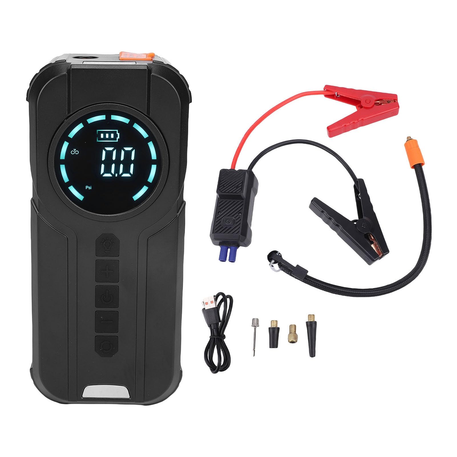RiToEasysports Tragbarer Reifenfüller-Starthilfegerät, 10000-mAh-Akku-Luftpumpe mit Notbeleuchtung und Powerbank-Funktion, für Auto-, Fahrrad-, Motorradreifen und Sportbälle