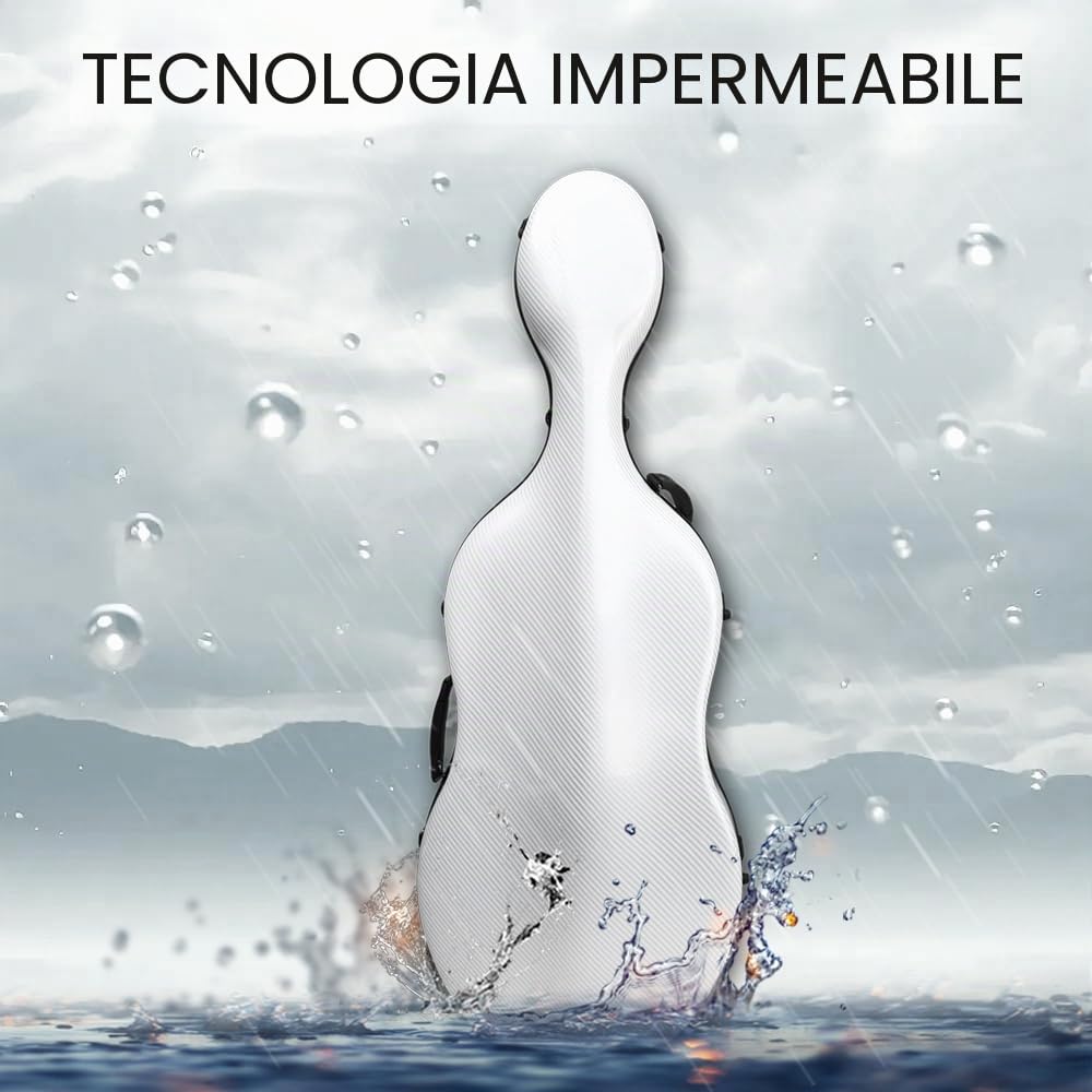 Custodia professionale per violoncello 4/4 in fibra di carbonio, ultra leggera, resistente, custodia da viaggio per violoncellisti, musica, studenti, impermeabile, antiurto, con cinghie