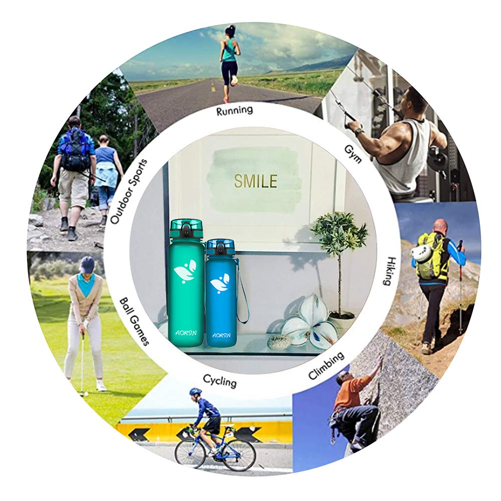 AORIN Botella Agua Deporte -350ml/500ml/750ml/1000ml - Botella Agua Niños Sin BPA，Impermeable y Reutilizable，Apertura con un Solo botón，Aplicar a Sport, Gimnasio, Trekking，Bicicleta — view 6